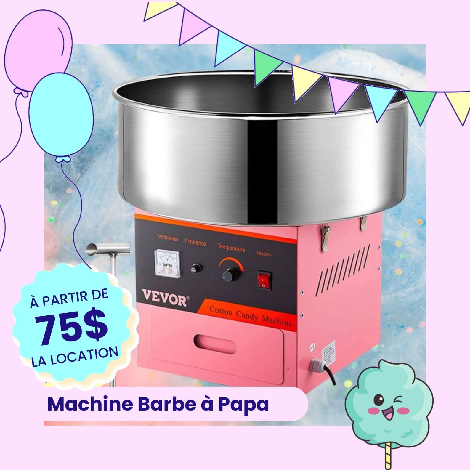 Machine Barbe à Papa à louer sur la Rive-Nord de Montréal, Laurentides