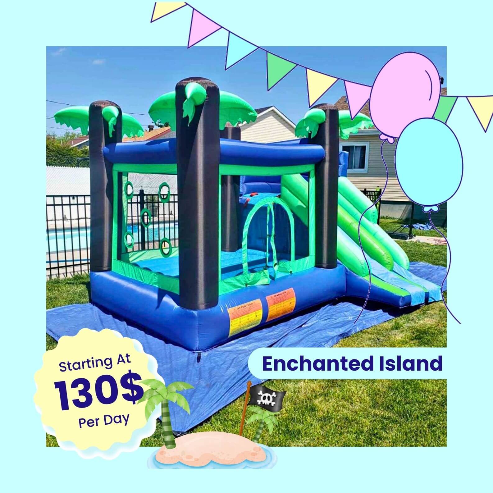 enchanted island inflatable bounce house rental inflatable rental in Laval, Montreal enchanted island inflatable bounce house rental inflatable rental in Laval, Montreal