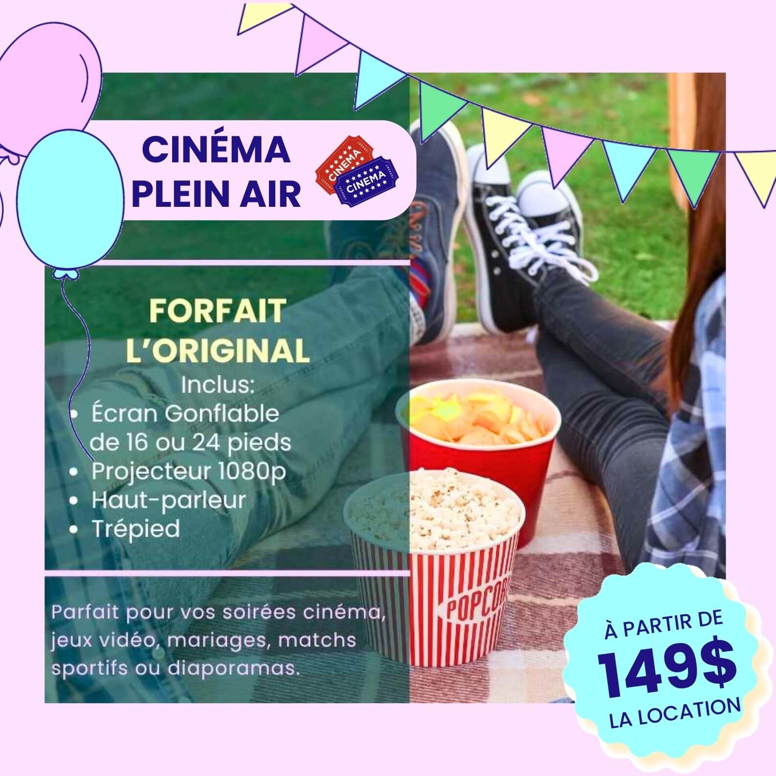 Forfait loriginal écran géant gonflable à louer 