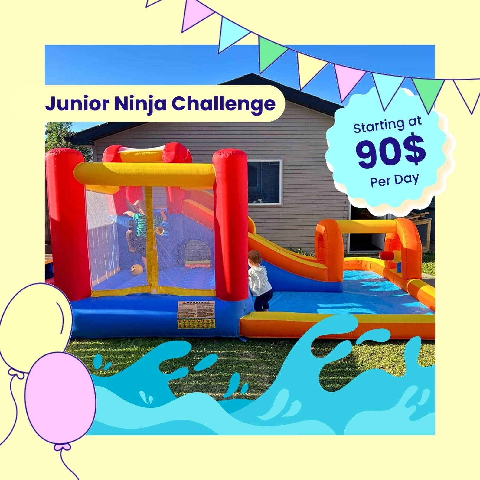 Junior Ninja Challenge jumping castle to lease Junior Ninja Challenge jumping castle to lease