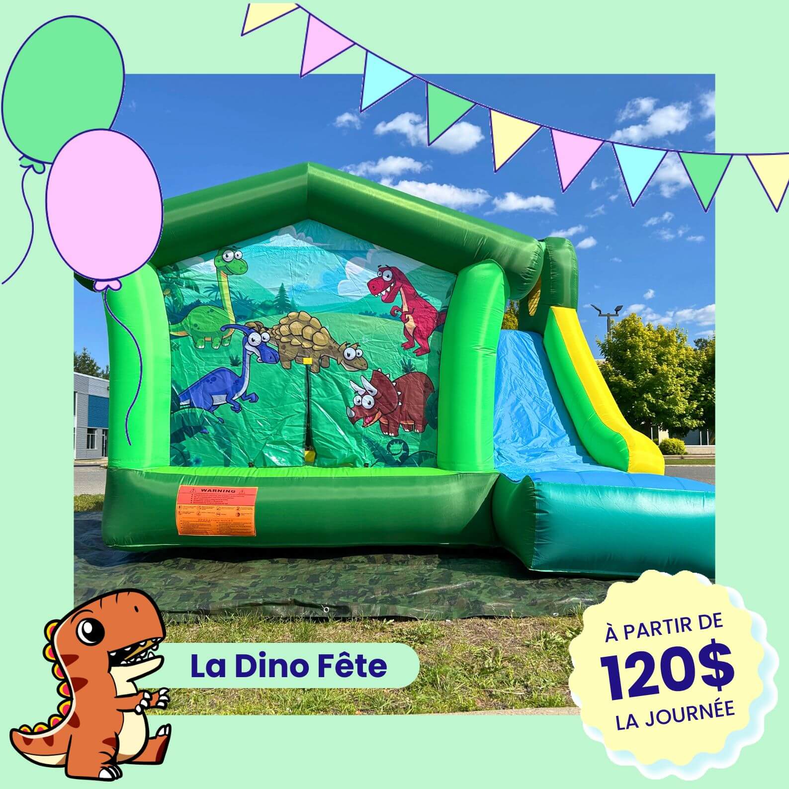 La Dino Fete jeu gonflable à louer pour enfant La Dino Fete jeu gonflable à louer pour enfant