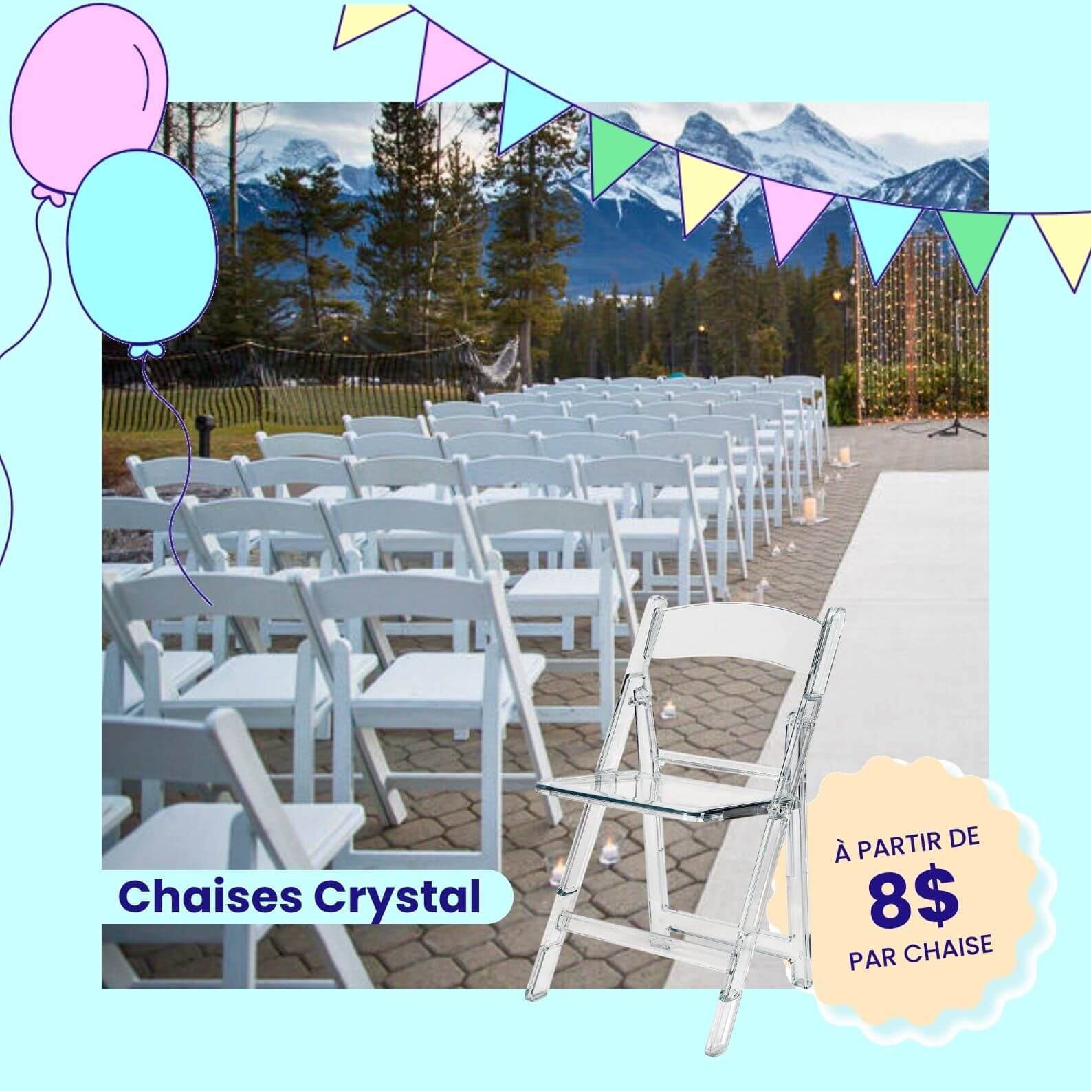 location de chaises transparente pour mariage , événement privé ou corporatif