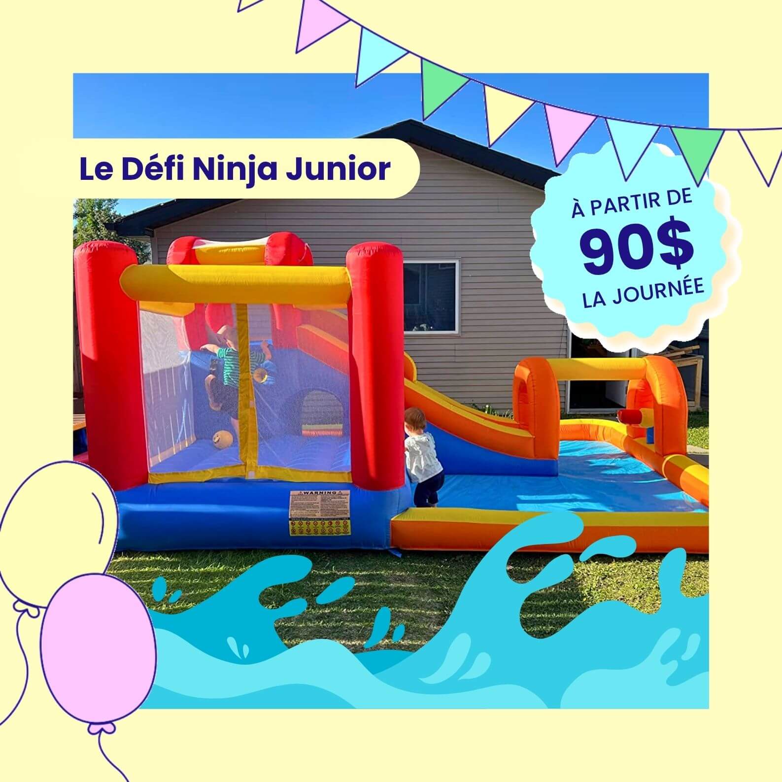 Le Défi Ninja Junior chateau gonflable en location laurentide et lanaudiere Le Défi Ninja Junior chateau gonflable en location laurentide et lanaudiere