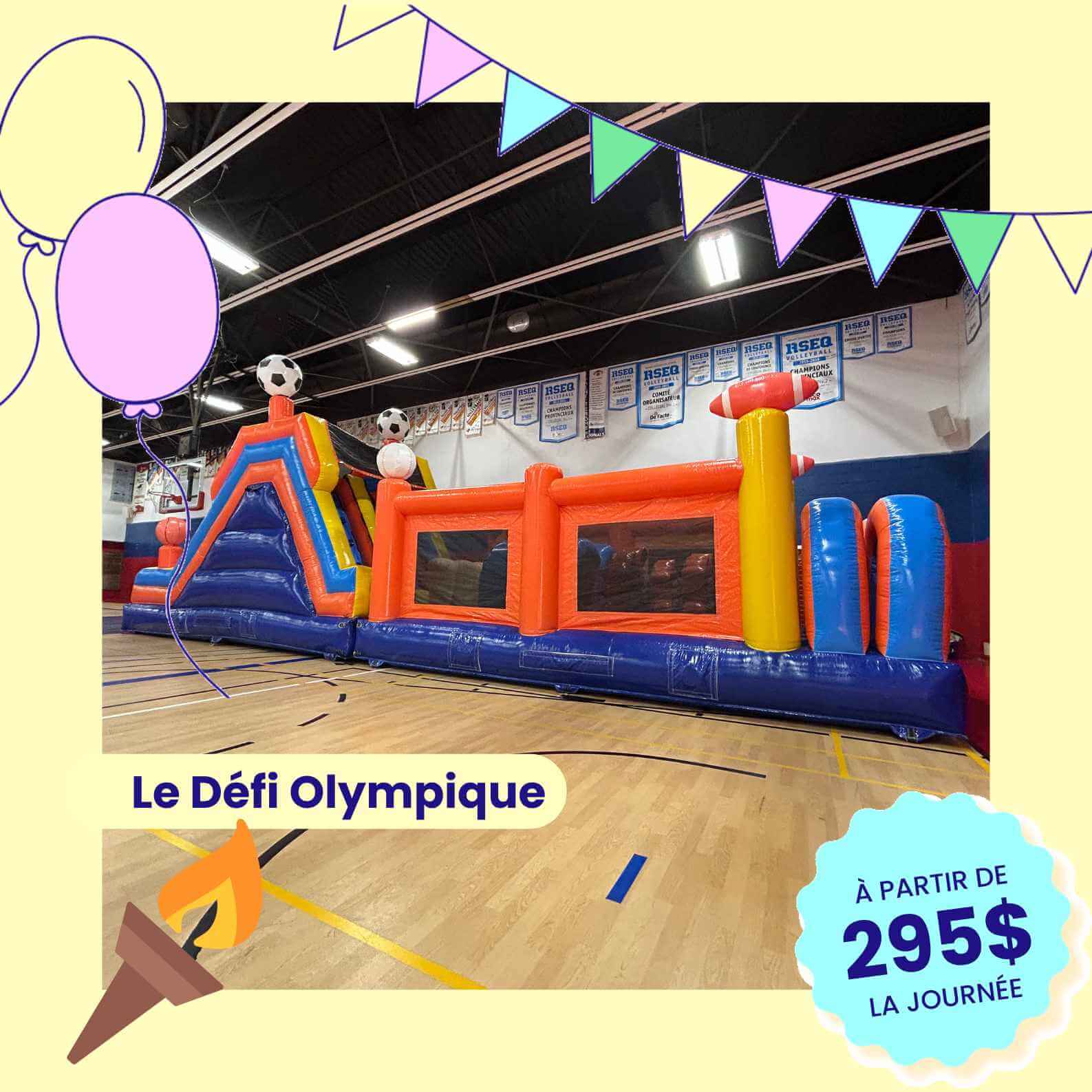 Le Défi Olympique parcours gonflable géant