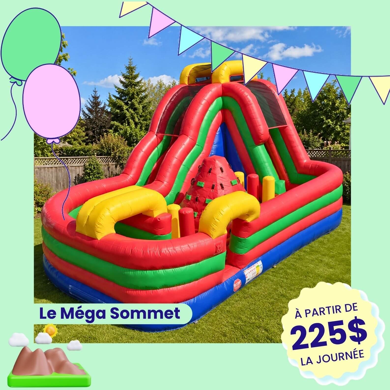 Le Mega Sommet jeu d'escalade gonflable 