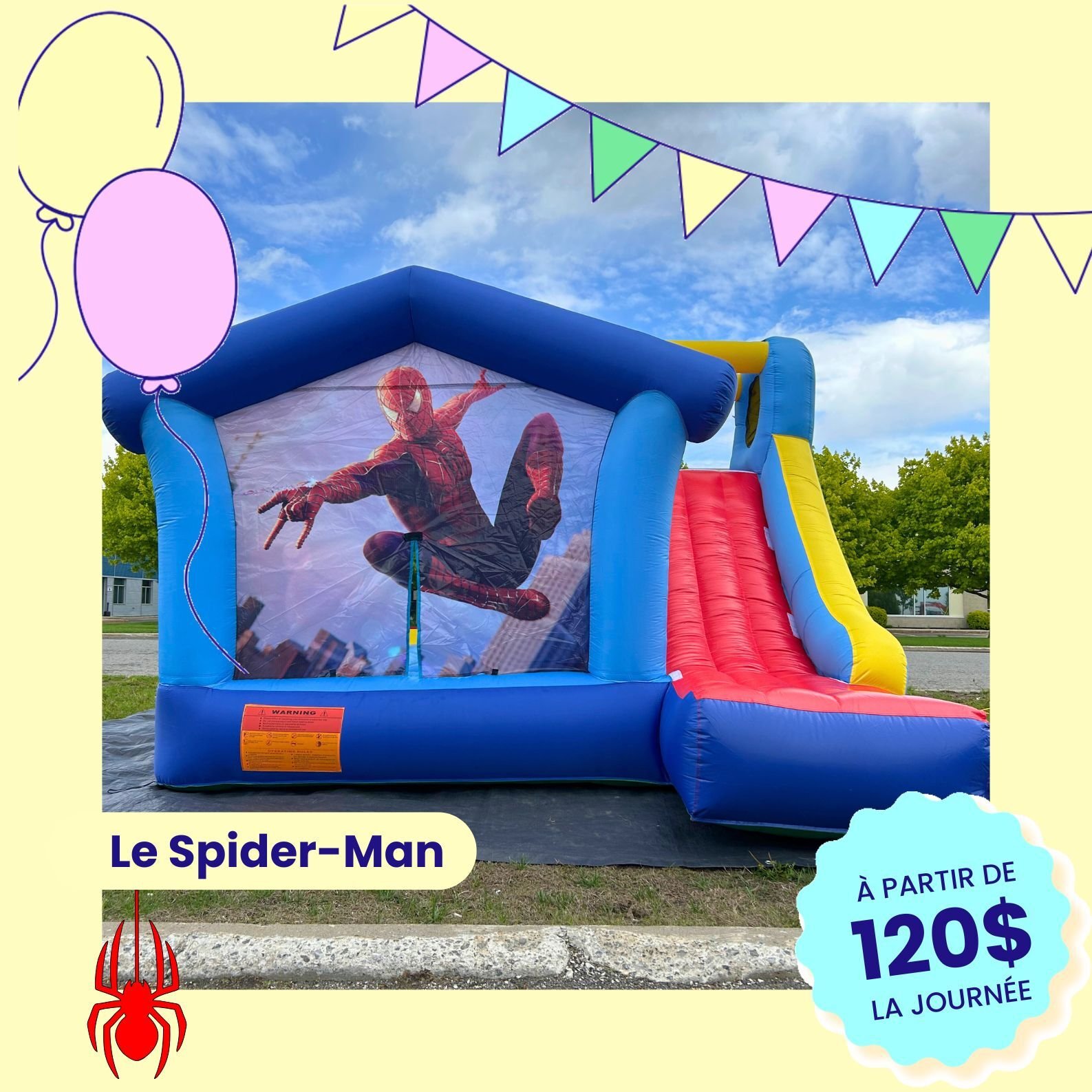 Le Spider Man jeux gonflables à louer à Morin-heights et st adele laurentides