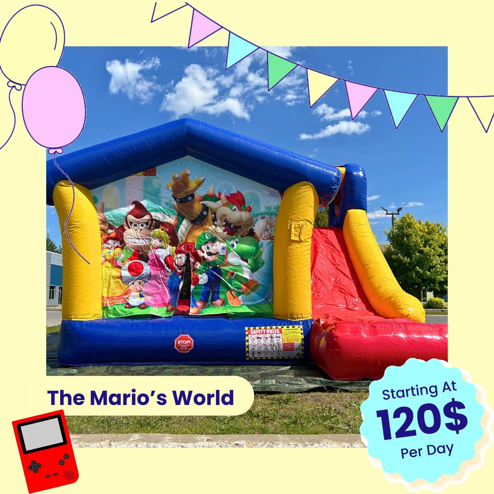 The Marios World , Mario Bros Jumping House to lease near Laval , Blainville , Deux-Montagnes The Marios World , Mario Bros Jumping House to lease near Laval , Blainville , Deux-Montagnes