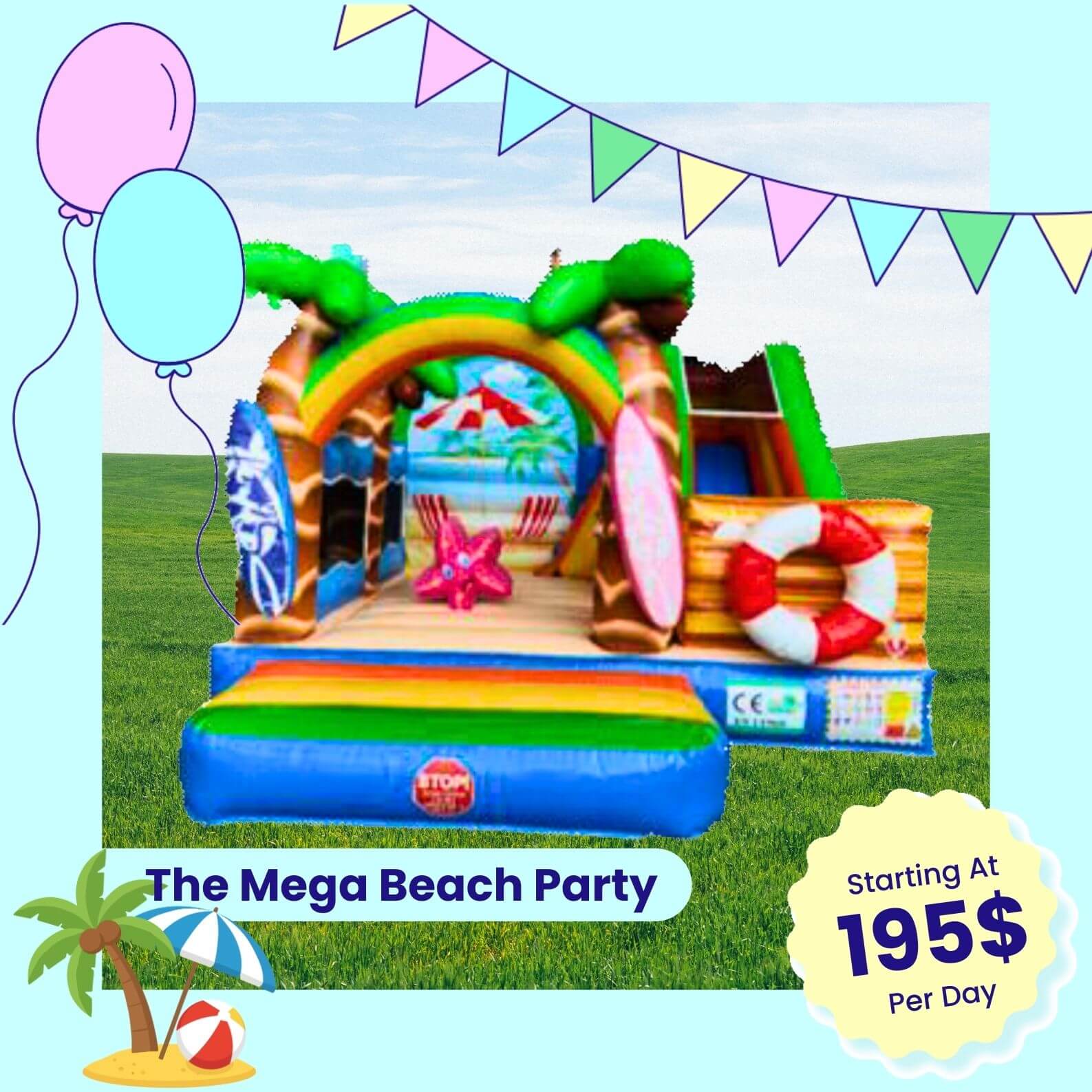 The Mega Beach Party bounce house to lease 