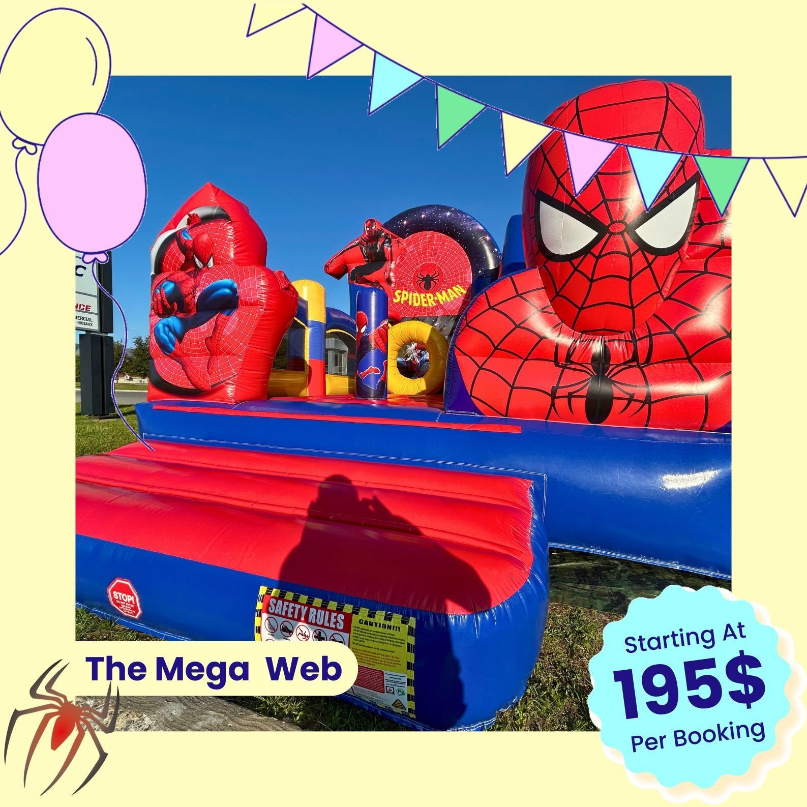 The Mega Web Spiderman Jumping House Rental on the North Shore of Montreal The Mega Web Spiderman Jumping House Rental on the North Shore of Montreal