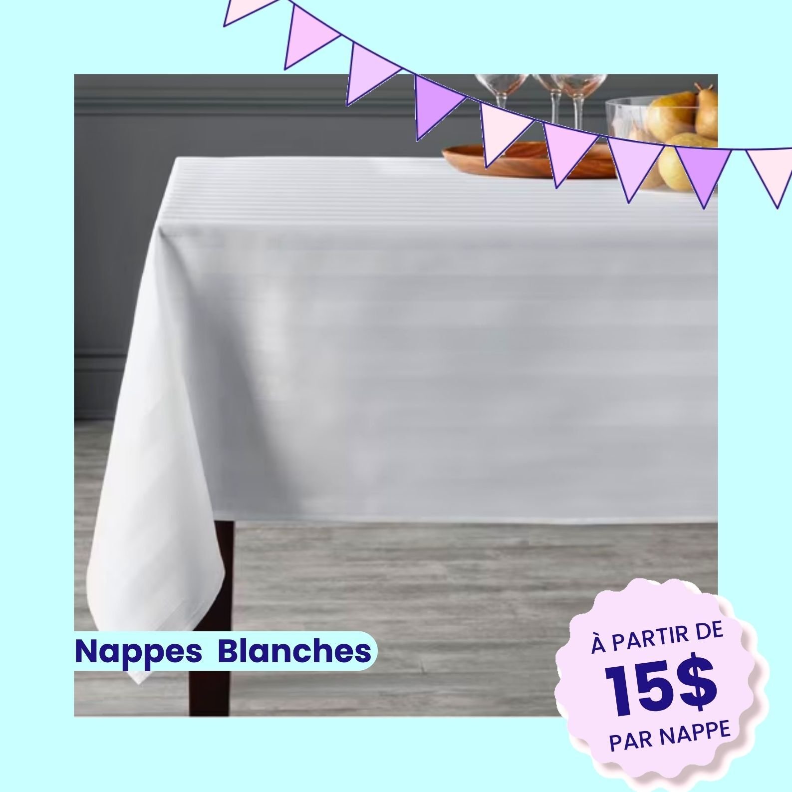 nappes blanches a louer 