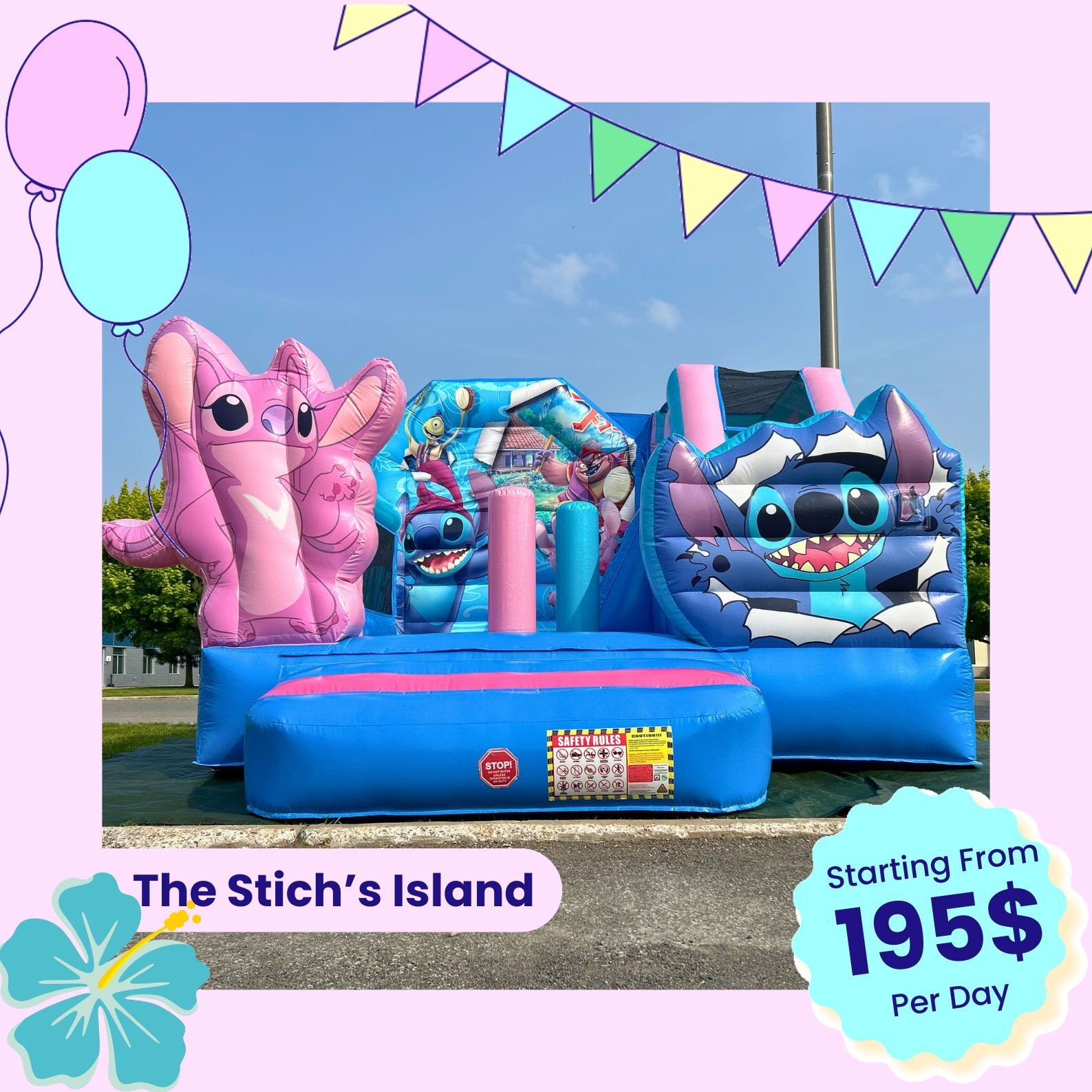 the Stichs Island Lilo and Stich Jumpig house rental bouncing house to lease the Stichs Island Lilo and Stich Jumpig house rental bouncing house to lease