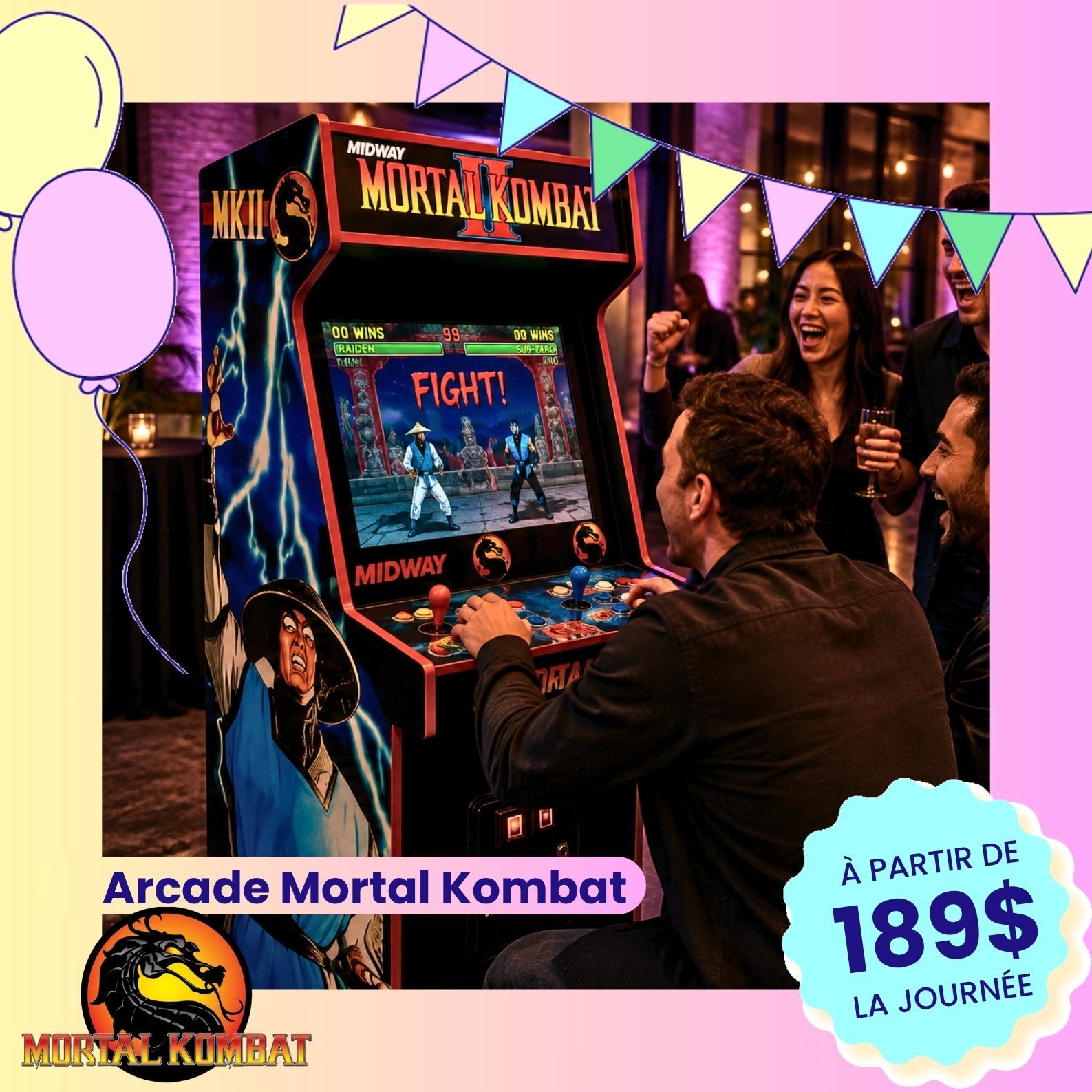 Arcade Mortal Kombat en location dans les laurentides 
