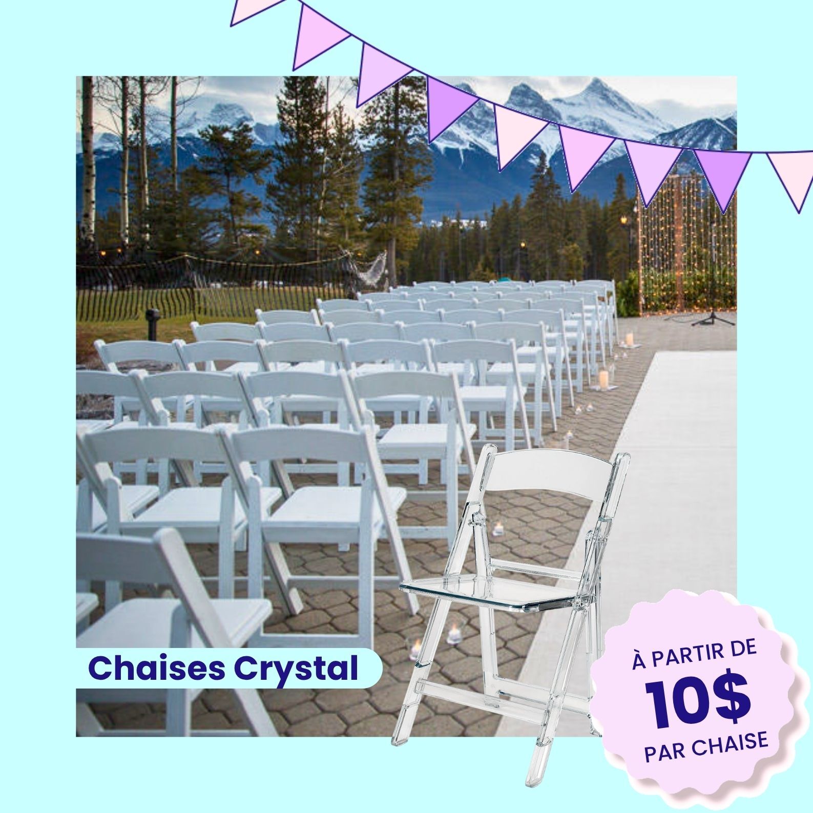Chaises Crystal pliante a louer 