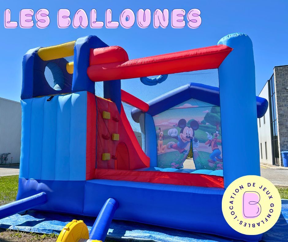 Jeu gonflable Mickey Mouse a louer sur la Rive-Nord et les Laurentides 