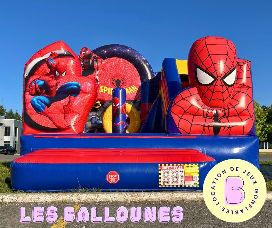 Jeu Gonflable Spider-Man à louer dans lanaudière et les Laurentides 