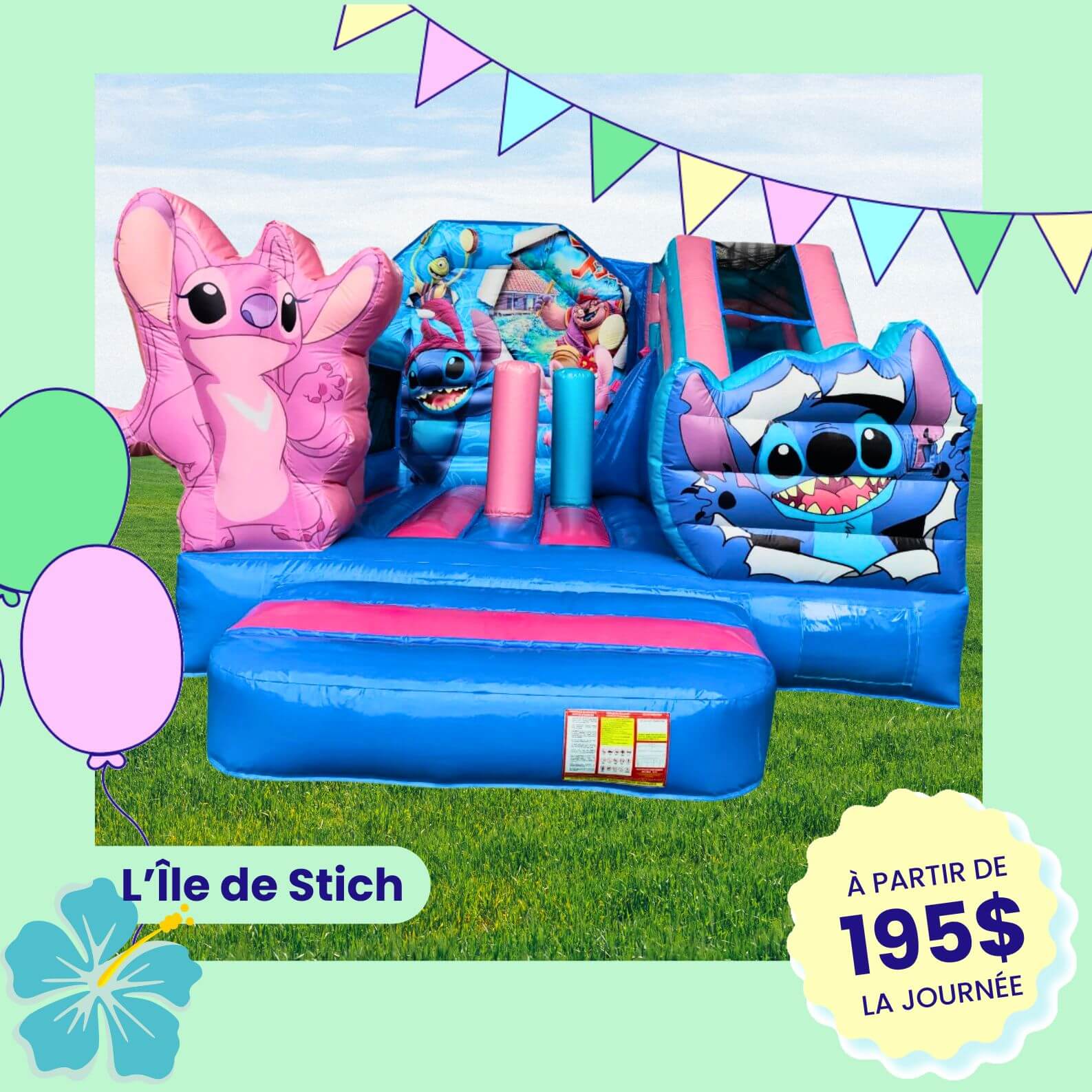 Ile de stich chateau gonflable louable l'hiver