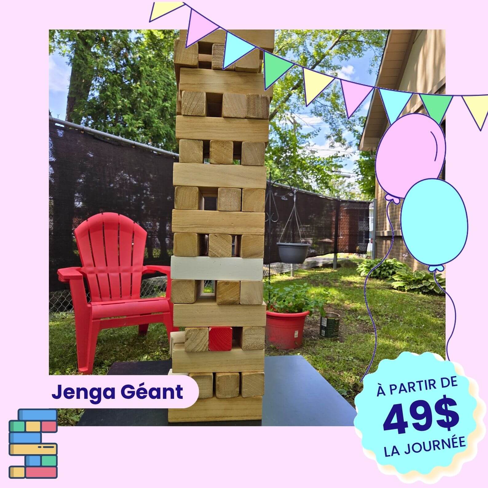 Jenga Géant jeu à louer 